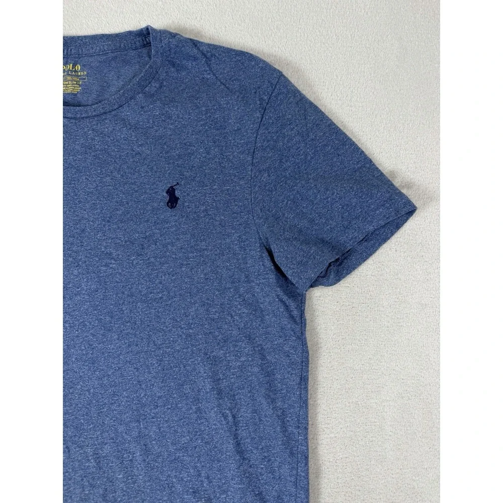 Polo Ralph Lauren Custom Slim Fit T Shirt Mens Large Blue Heather Pony Logo‎ Tee